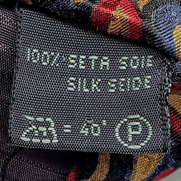 Ermenegildo Zegna Red Blue Gold Italian Silk Tie - Picture 4 of 6